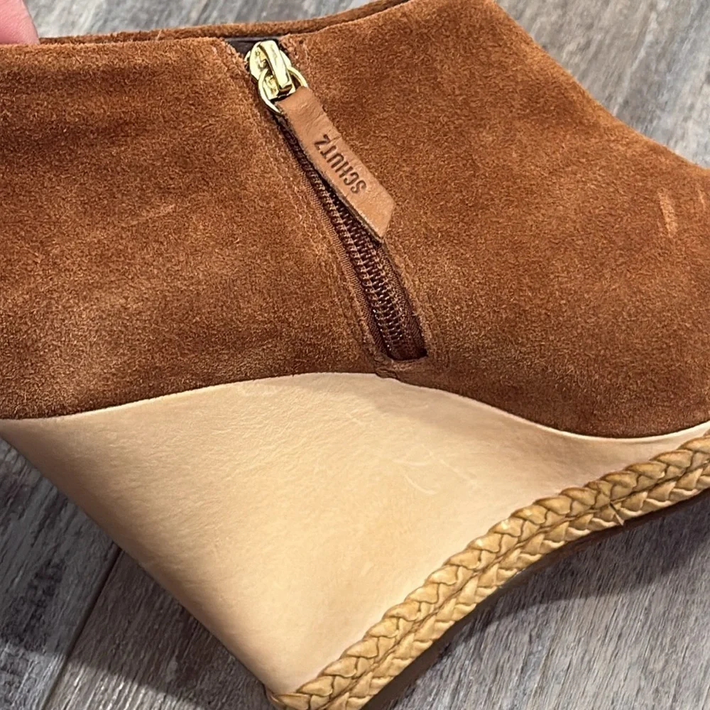 Schutz Belua Suede Wedge Bootie Size 10